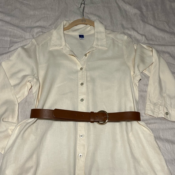 Old Navy Cream Button-Down Shirt Dress - Picture 8 of 9